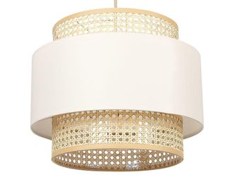 Beliani L&aacute;mpara colgante rat&aacute;n beige claro