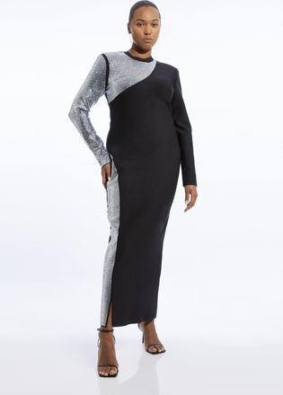 Karen Millen Plus Size Figure Form Bandage Asymmetric Embellished Maxi Dress