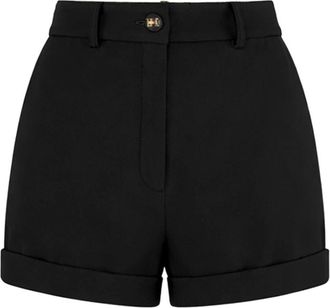 Elisabetta Franchi Korte Broeken, Dames, Zwart, L, Polyester, Shorts in lichtgewicht cr&ecirc;pe