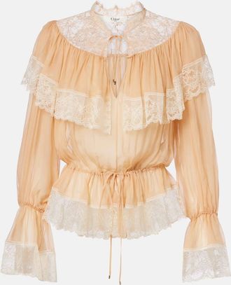 Chlo&eacute; Chlo&eacute; Lace-trimmed silk blouse