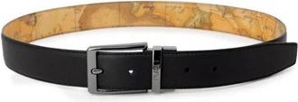 Alviero Martini 1A Classe Leren riem met polyurethaandetails - Heren - Riemen - Zwart - 120 CM - Leer - Accessoires