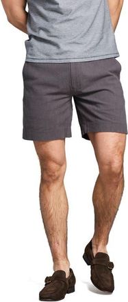 Billy Reid Moore Flat Front Textured Cotton Shorts in Asphalt at Nordstrom, Size 35