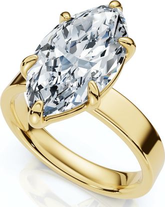 Pompeii3 Certified 2Ct Marquise Cut Flat Cigar Band Engagement Ring 14k Gold Lab Grown