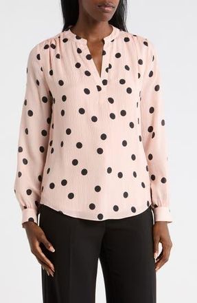 Elie Tahari Lara Polka Dot Silk Popover Top in Soho Pink With Noir Dot at Nordstrom Rack, Size X-Small