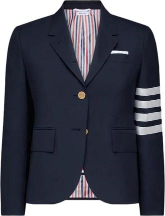 Thom Browne Jassen, Dames, Blauw, S, Wol, Plain Weave 4-Bar High Armhole Sport Coat