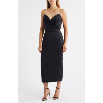 Amsale Strapless Crepe Dress in Black at Nordstrom Rack, Size 16
