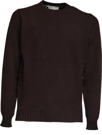 FILIPPO DE LAURENTIIS Trui met Ronde Hals - Heren - Ronde hals truien - Bruin - 2XL - Kasjmier - Truien & Vesten