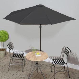 vidaXL Sombrilla De Balc&oacute;n Semicircular Palo Aluminio Gris 300x155 Cm Vidaxl
