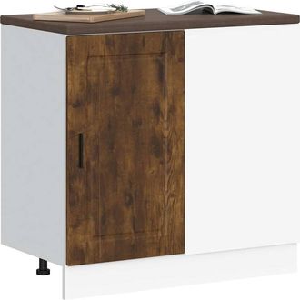 Berkfield Home Kitchen Base Cabinet Porto Smoked Oak Engineered Wood in Brown