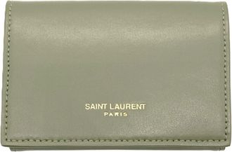 Saint Laurent Khaki Leather Wallet (Tri-Fold) (Pre-Owned)