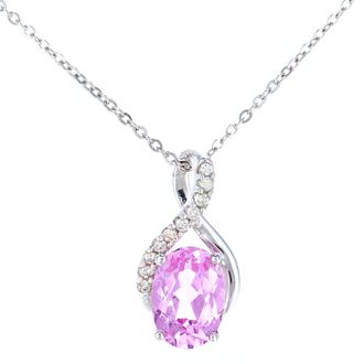 Diamant L'éternel 9ct witgoud, 1,07 ct roze saffier en 0,04 ct diamanten hanger