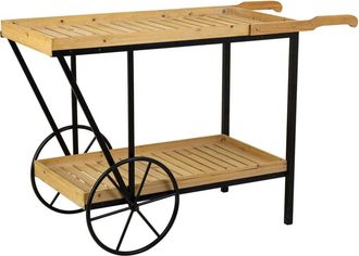 Wanderlust Deco Carro expositor de metal y madera marr&oacute;n 125x50x80