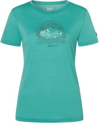 super.natural Tent View Tee Merinoshirt f&uuml;r Damen | gr&uuml;n/ various