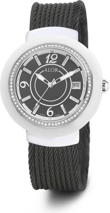 Alór 0.73 Cts Cable Diamond Watch In Black