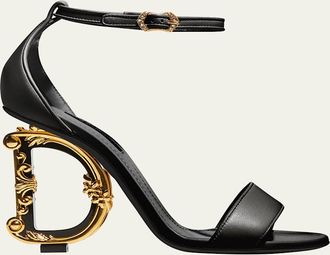 Dolce & Gabbana Leather Barocco-Heel Sandals