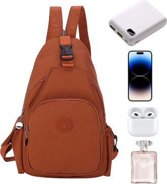 Generic Travel Sling Backpack - Waterproof Shoulder Bag | Lightweight Multi-Pocket Sling Pack for Men Women, Fits Beverage Bottles Lunch Boxes, Ideal for Hiki