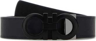 Ferragamo Midnight Blue Leather Reversible Belt