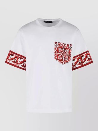 Dolce & Gabbana maiolica cotton silk t shirt chest pocket