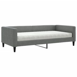 vidaXL Sof&aacute; Cama Con Colch&oacute;n Tela Gris Oscuro 100x200 Cm Vidaxl