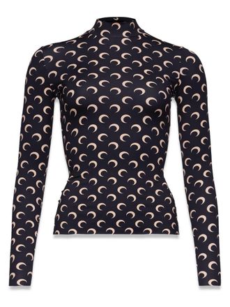 Marine Serre Black Crescent Moon Pattern Fitted Top
