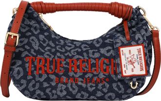True Religion Leopard Denim Rounded Hobo Bag
