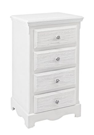 Konte Design C&oacute;moda de madera blanca y 4 cajones con efecto decapado, 40x36x76 cm