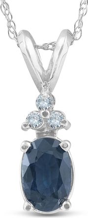 Pompeii3 1/2ct Blue Sapphire Oval Shape & Diamond Pendant 14K White Gold
