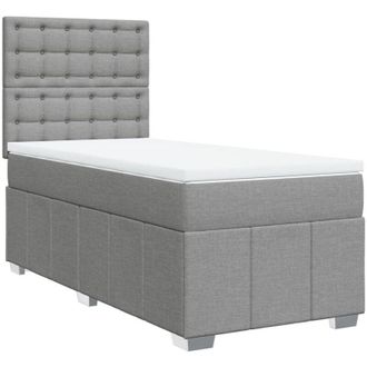 vidaXL Cama Box Spring Con Colch&oacute;n Tela Gris Claro 100x200 Cm Vidaxl