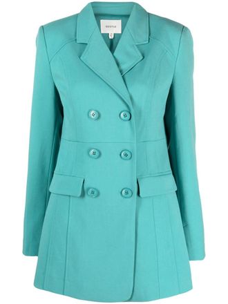 Gestuz CaisaGZ double-breasted blazer - women - Polyester/Elastane/Viscose/Polyester/Recycled Polyester - 34 - Green