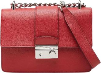 Prada Borsa a spalla Pre-owned Saffiano con catena - - Pre-owned - Donna - Rosso - ONE SIZE
