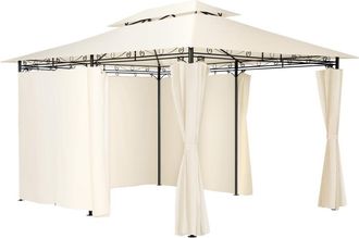 TecTake Pabellón para jardín, diseño lujoso, 6 paneles laterales, 4x3 m, crema