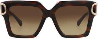 Valentino 50mm Polarized Square Sunglasses in Brown Brown Brown at Nordstrom Rack