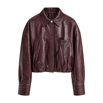 Sportmax Jassen, Dames, Paars, S, Leer, Leren Jas