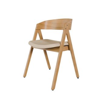 Koketto Home Silla de comedor con estructura de roble y asiento beige
