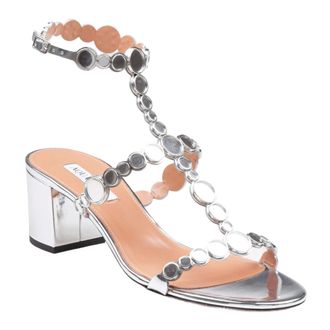 Aquazzura High Heel Sandals, female, Gray, Size: 8 1/2 US Sandal 50 in pelle specchiata