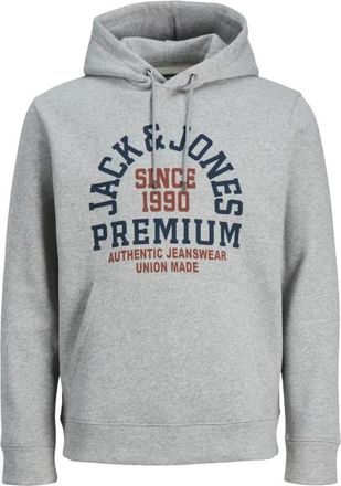 Jack & Jones Grijze hoodie met logodetail - Heren - Hoodies - Grijs - L - Katoen - Hoodies & sweatvesten