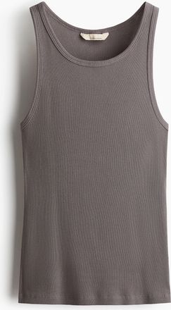 H&M Geripptes Tanktop aus Seidenmix - Grau