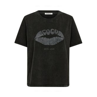 Co'Couture Tops, Dames, Zwart, M, Acid Kiss Tee met Print