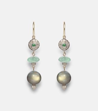 Ileana Makri 9kt gold (375/1000) and sterling silver (925) earrings with gemstones