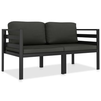 vidaXL Juego De Sof&aacute;s Jard&iacute;n 2 Pzas Y Cojines Aluminio Gris Antracita Vidaxl