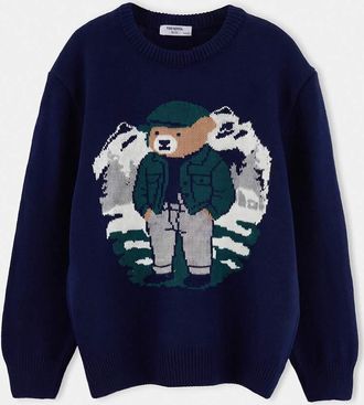 Trendyol KIDS Jongens Donkerblauw Met grafische print Lang, Regular fit Truien