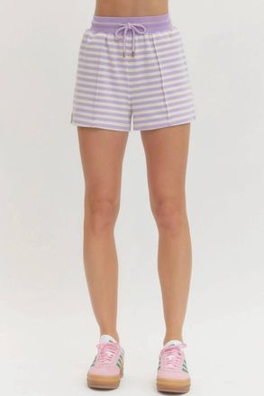 Entro Stripe Lounge Shorts In Lavender