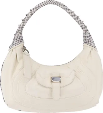 Fendi Spy Pocket Hobo Leather White Leather Handbag (Pre-Owned)