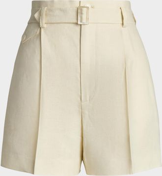 Ralph Lauren Collection Denise Belted Linen Shorts
