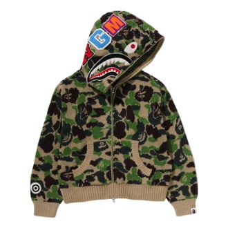 A Bathing Ape Camo Towel Jacquard Shark Full Zip Hoodie Green 1M30-215-304-GRN