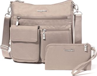 Baggallini Womens Modern Everywhere Slim Crossbody Bag with RFID Wristlet