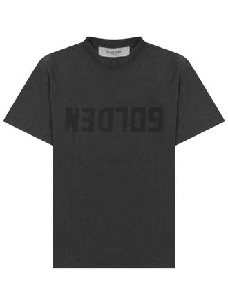 Golden Goose Distressed Logo Cotton Crew Neck T-Shirt