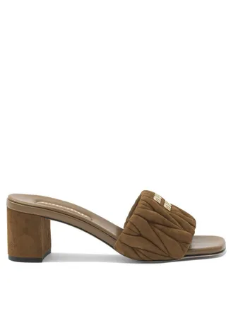 Miu Miu Heeled Sandals In Suede Leather