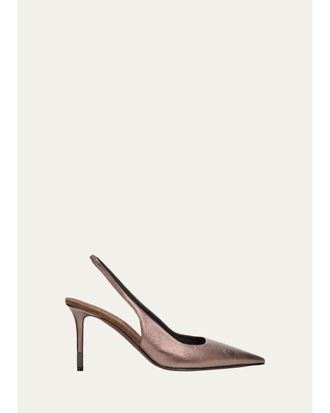 Brunello Cucinelli 80MM Leather Slingback Pumps