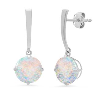 MAX + STONE 14k White Gold Solitaire Round-Cut Gemstone Drop Earrings (8mm)